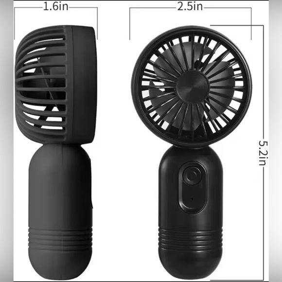Portable handheld Black Fan 3 speeds Mini Menopause Helper - Picture 3 of 5